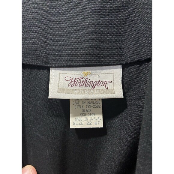 Worthington Woman Black Open Front Long Duster Jacket 22W USA Made Plus Size - Picture 4 of 5